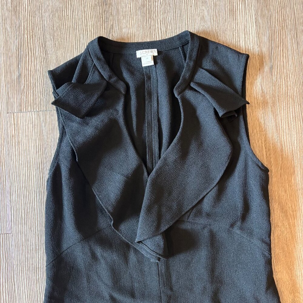 J.CREW Black Sleeveless Ruffle V-Neck Dress - Size 10 - Picture 5 of 7